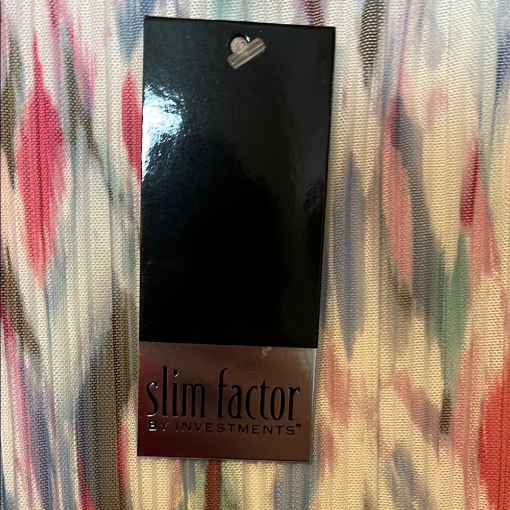 Slim Factor by Investments Multicolor Patterned Blouse Large NWT - Picture 5 of 13